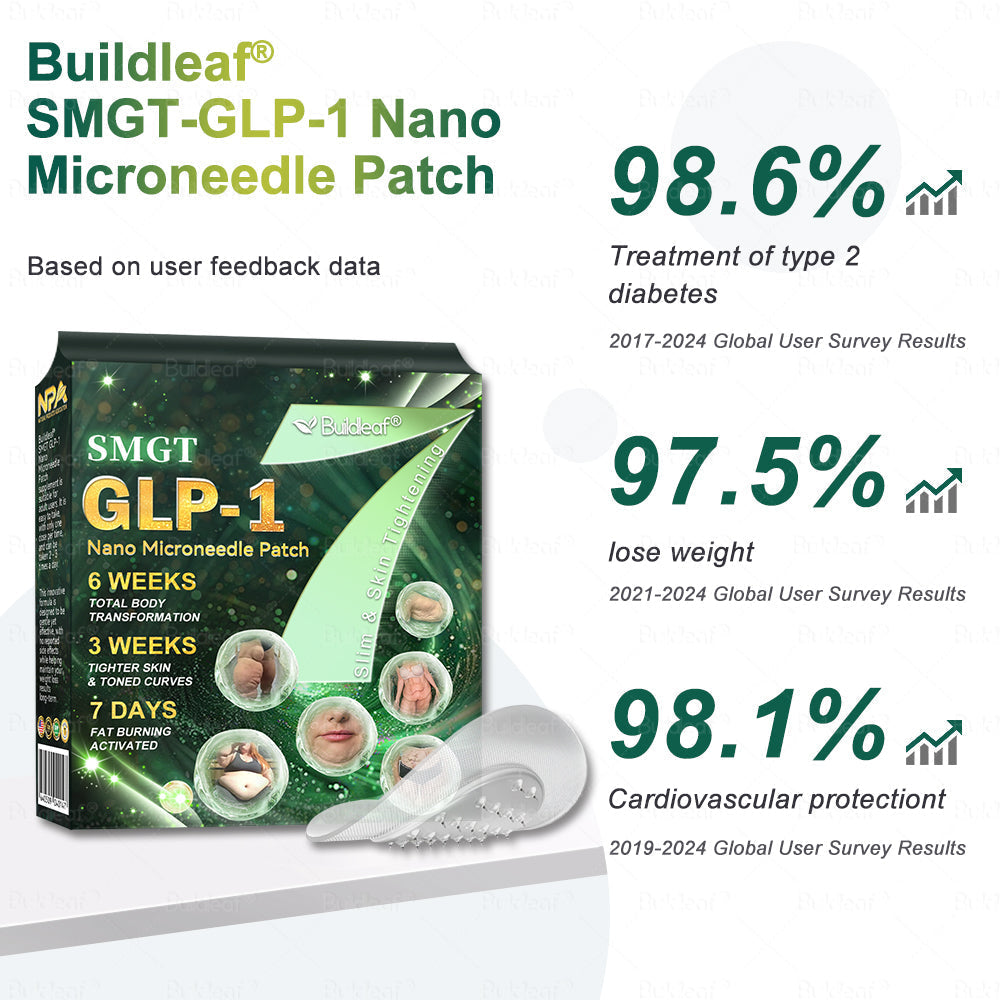 Official Store | ✨Buildleaf® SMGT-GLP-1 Nano Microneedle Patch with Collagen Peptides &Matrixyl 3000|Clinically Backed Slimming, Firming & Glucose Control|7-Day Results|Needle-Free Application
