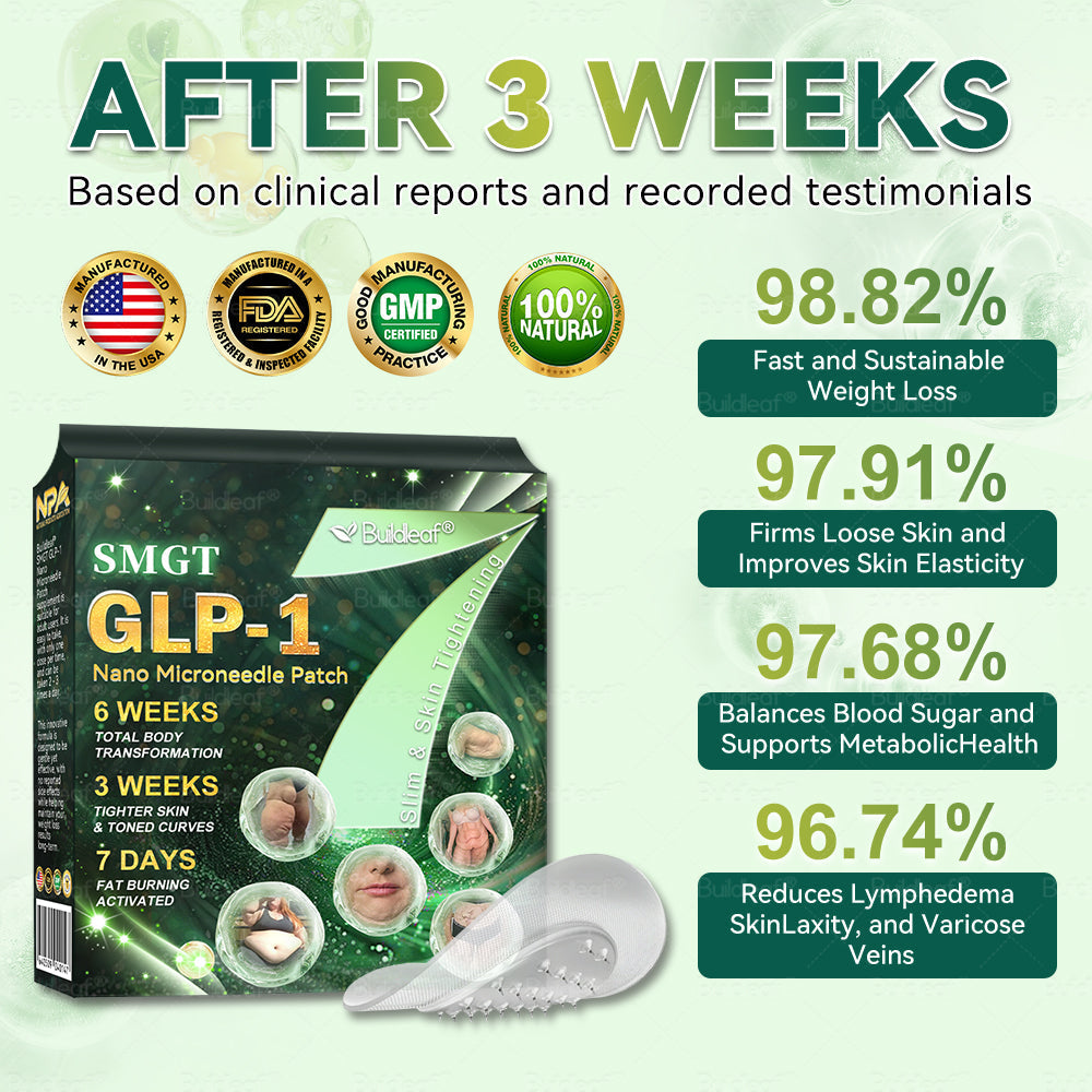 Official Store | ✨Buildleaf® SMGT-GLP-1 Nano Microneedle Patch with Collagen Peptides &Matrixyl 3000|Clinically Backed Slimming, Firming & Glucose Control|7-Day Results|Needle-Free Application
