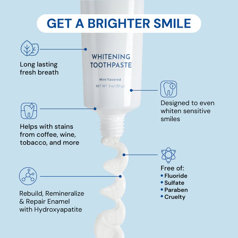 Fluoride-Free Hydroxyapatite Teeth Whitening Toothpaste with Coconut Oil & Xylitol ❄️