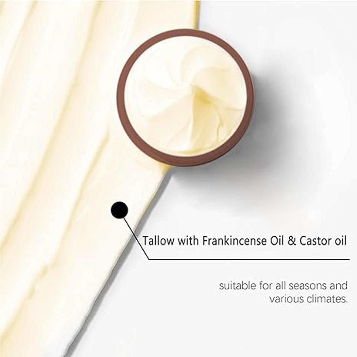 Organic Whipped Tallow Balm with Castor Oil & Frankincense for Natural Skincare & Moisturizing