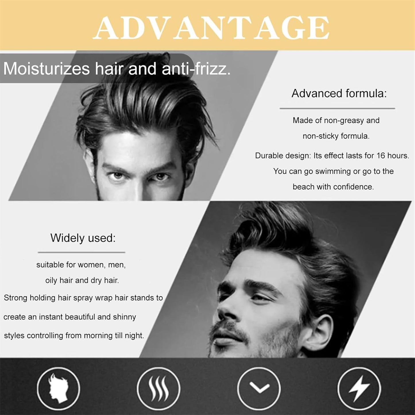 Create Fuller and Control Your Hairstyle Prevent Hair Frizz with Hair Spray for Men Lightweight Styling Spray 100ML