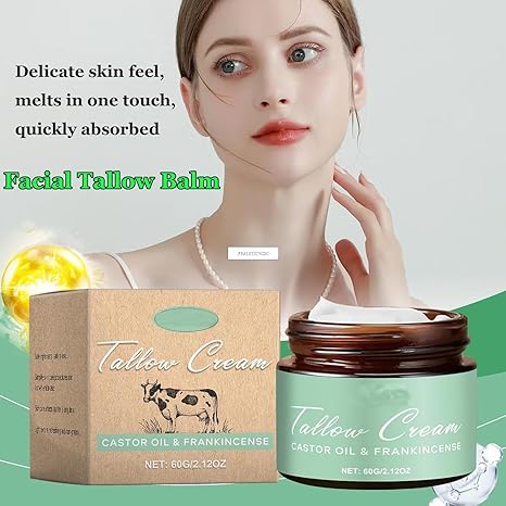 Organic Whipped Tallow Balm with Castor Oil & Frankincense for Natural Skincare & Moisturizing