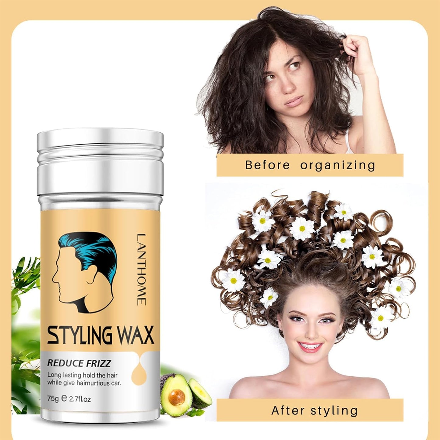 Hair Wax Stick Styling Wax for Smooth Wigs Slick Stick for Hair Styling Hair Pomade Stick Artifacts for Women