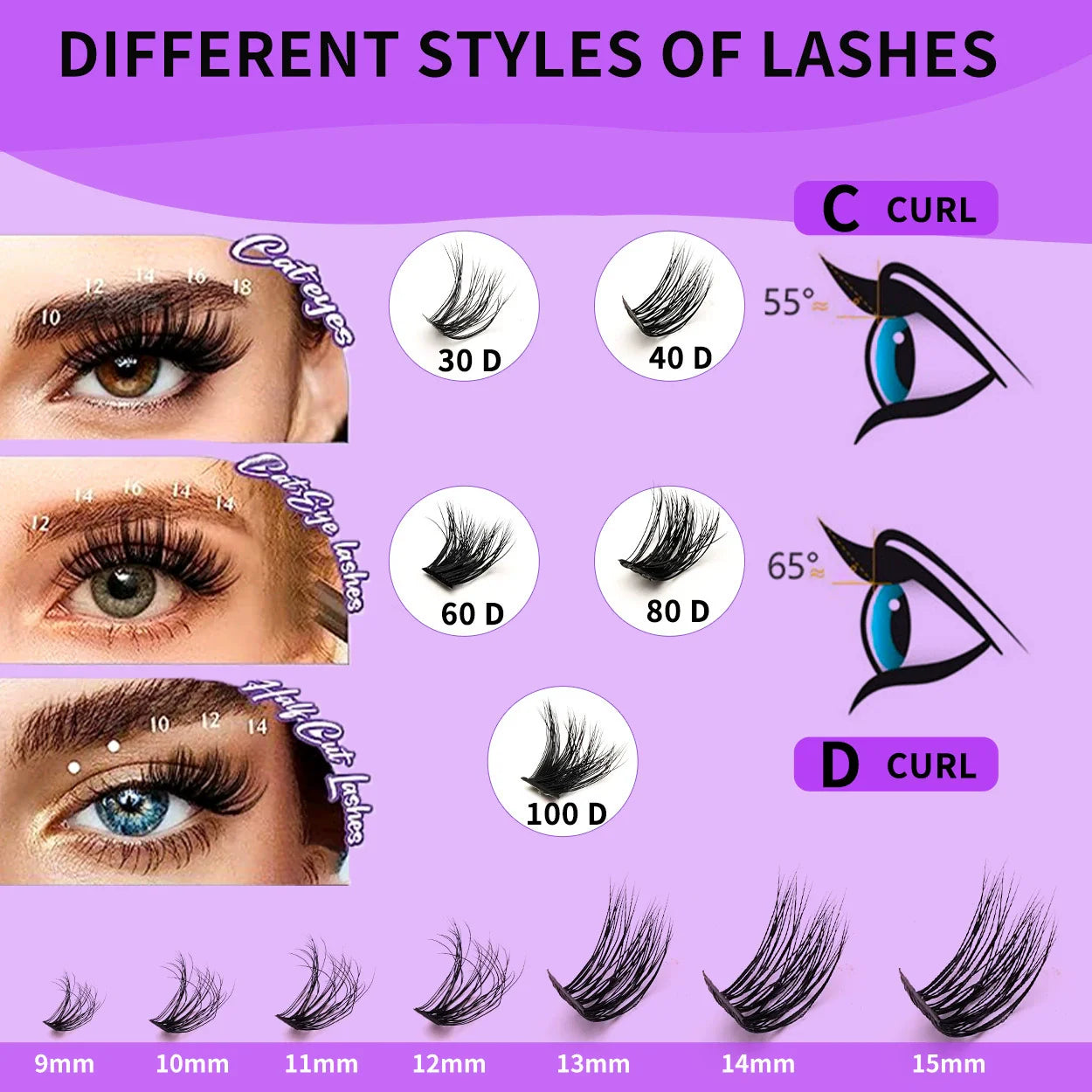 Lash Clusters Kit with Long-lasting Lash Bond and Seal,Tweezers and Remover