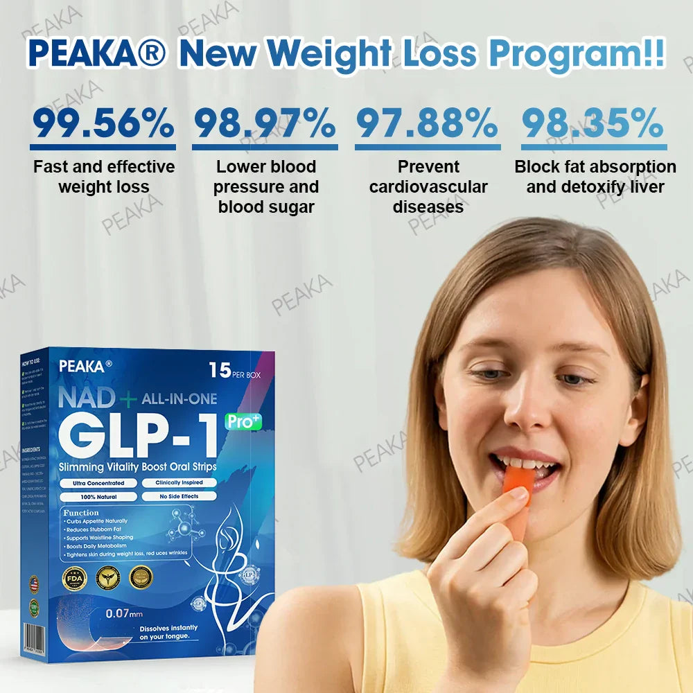 【Final Day – 80% OFF】 PEAKA® GLP‑1 Seven-in-One Slimming Vitality Boost Oral Strips 👩⚕️ FDA-Registered | 1 Strip Daily | Visible Results in 7 Days ✅ Supports Weight Loss, Heart Health, Blood Sugar, Sleep & Joint Mobility