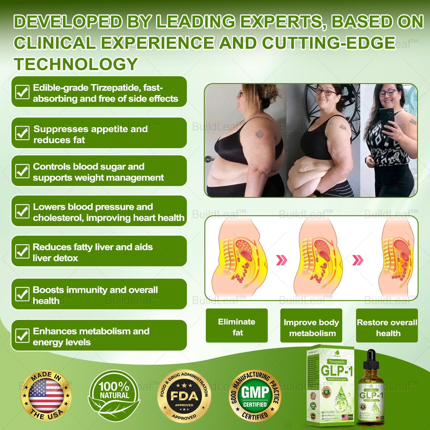 𝐁𝐮𝐢𝐥𝐝𝐋𝐞𝐚𝐟® 💎𝐓𝐢𝐫𝐳𝐞𝐩𝐚𝐭𝐢𝐝𝐞 𝐆𝐋𝐏-𝟏 𝐇𝐞𝐫𝐛𝐚𝐥 𝐎𝐫𝐚𝐥 𝐋𝐢𝐪𝐮𝐢𝐝 |  𝐎𝐛𝐞𝐬𝐢𝐭𝐲, 𝐋𝐲𝐦𝐩𝐡𝐞𝐝𝐞𝐦𝐚, 𝐃𝐢𝐚𝐛𝐞𝐭𝐞𝐬, 𝐂𝐚𝐫𝐝𝐢𝐨𝐯𝐚𝐬𝐜𝐮𝐥𝐚𝐫 𝐝𝐢𝐬𝐞𝐚𝐬𝐞, 𝐇𝐢𝐠𝐡 𝐛𝐥𝐨𝐨𝐝 𝐩𝐫𝐞𝐬𝐬𝐮𝐫𝐞, 𝐅𝐚𝐭𝐭𝐲 𝐥𝐢𝐯𝐞𝐫, 𝐚𝐧𝐝 𝐆𝐮𝐭 𝐡𝐞𝐚𝐥𝐭𝐡 𝐢𝐬𝐬𝐮𝐞𝐬