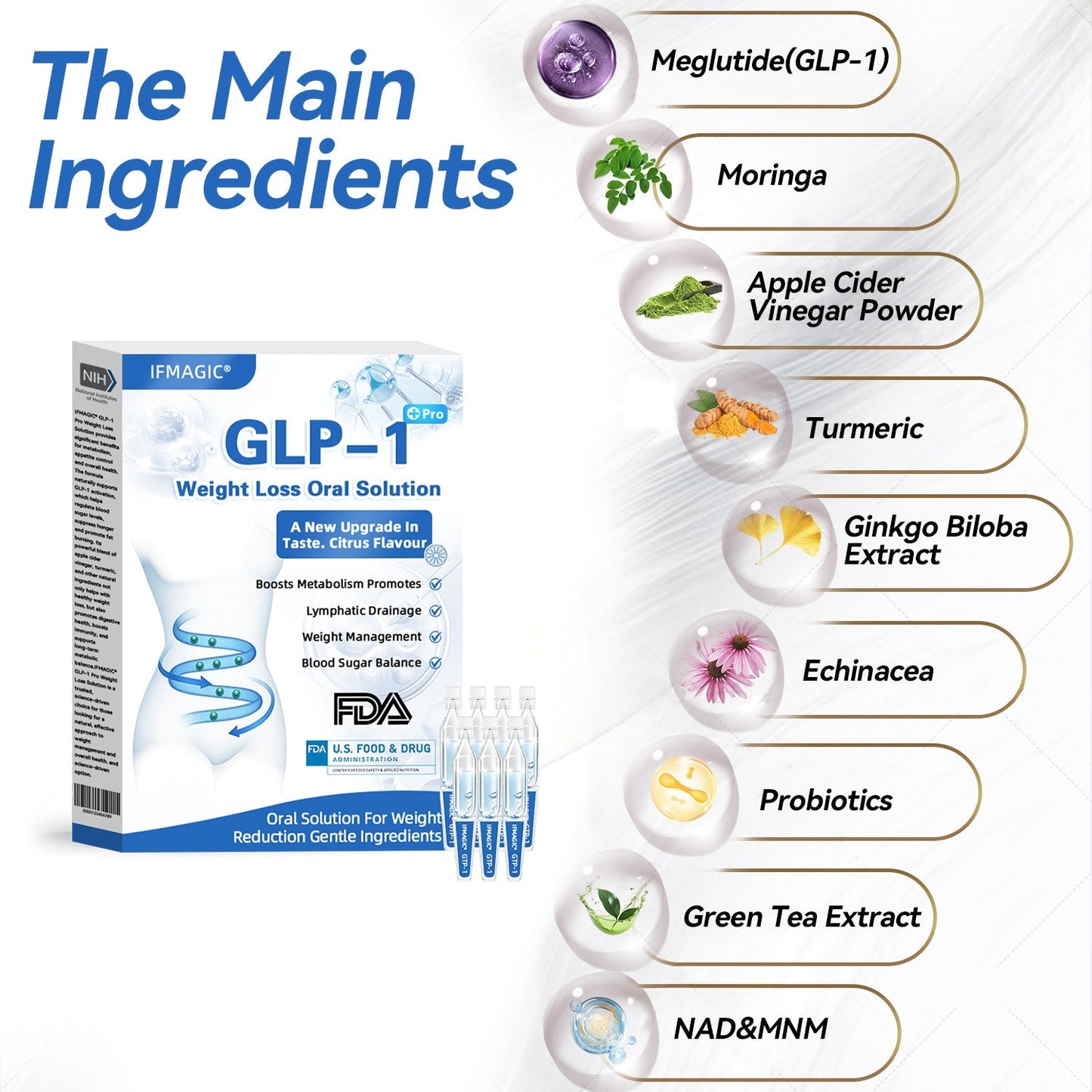 IFMAGIC® GLP-1 Pro Weight Loss Oral Solution✅Recommended doctors for obesity in the USA👩‍⚕️Suitable for obesity, cardiovascular diseases, diabetes, sleep apnea, high cholesterol and blood lipids, joint problems, and various other conditions👍