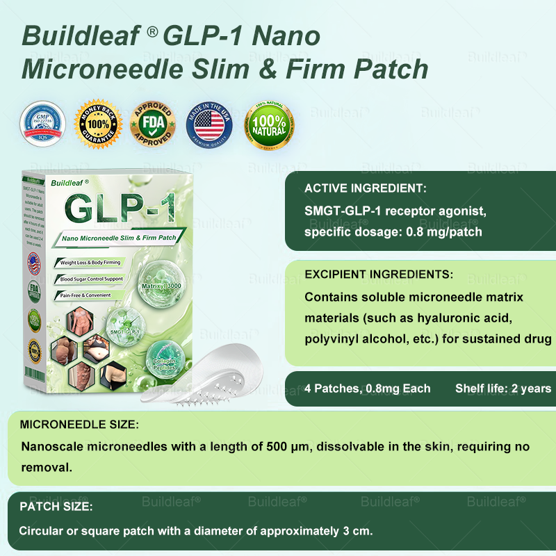 Official Store | BuildLeaf® SMGT-GLP-1 Nano Microneedle Patch with Collagen & Matrixyl 3000丨Targets Obesity, Loose Skin, High Blood Pressure, Diabetes, Fatty Liver, Joint Pain, Brain Fog, Low Energy, Body Aches, and More