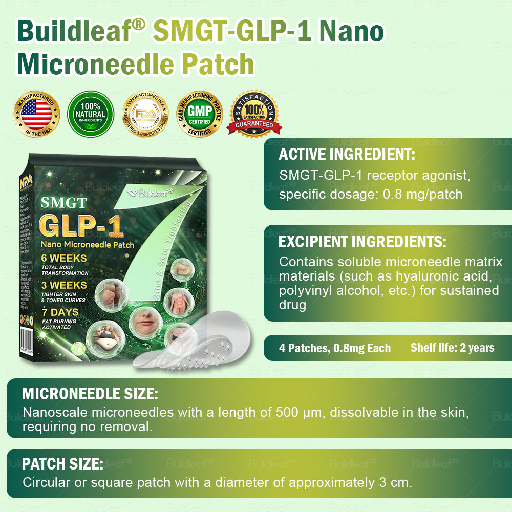 Official Store | ✨Buildleaf® SMGT-GLP-1 Nano Microneedle Patch with Collagen Peptides &Matrixyl 3000｜Clinically Backed Slimming, Firming & Glucose Control｜7-Day Results｜Needle-Free Application