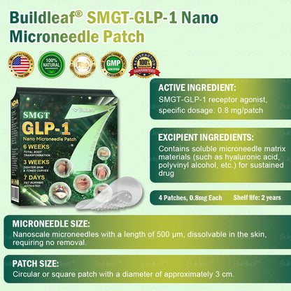 Official Store | ✨Buildleaf® SMGT-GLP-1 Nano Microneedle Patch with Collagen Peptides &Matrixyl 3000｜Clinically Backed Slimming, Firming & Glucose Control｜7-Day Results｜Needle-Free Application