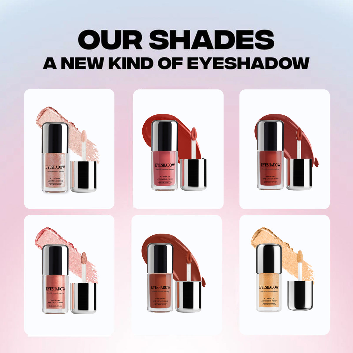 Liquid Eye Shadows in Shimmer and Matte Finishes, Long Lasting & Crease-Proof