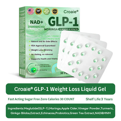 Croaie® GLP-1 Weight Loss Liquid Gel🏅 - NAD+ & Moringa & ACV & Keto BHB — Obesity, Cardiovascular Disease, Diabetes, Sleep Apnea, Joint Problems and More
