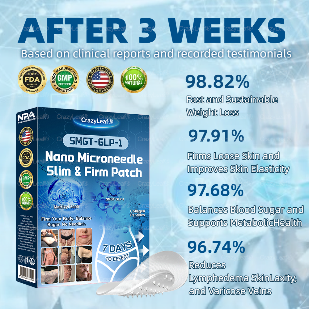 [Mayo Clinic Recommended] I Official Store | CrazyLeaf® SMGT-GLP-1 Nano Microneedle Slim & Firm Patch｜Slimming + Skin Tightening + Blood Sugar Support｜Regain your figure in 7 days｜No Injection Needed(Painless, Long-Lasting)