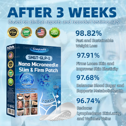 [Mayo Clinic Recommended] I Official Store | CrazyLeaf® SMGT-GLP-1 Nano Microneedle Slim & Firm Patch｜Slimming + Skin Tightening + Blood Sugar Support｜Regain your figure in 7 days｜No Injection Needed(Painless, Long-Lasting)