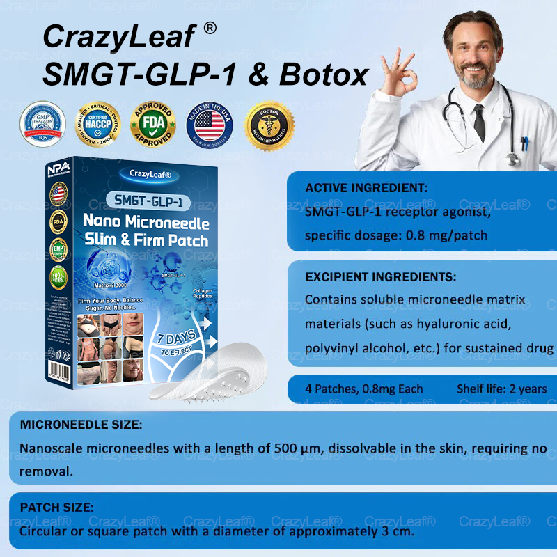 [Mayo Clinic Recommended] I Official Store | CrazyLeaf® SMGT-GLP-1 Nano Microneedle Slim & Firm Patch｜Slimming + Skin Tightening + Blood Sugar Support｜Regain your figure in 7 days｜No Injection Needed(Painless, Long-Lasting)
