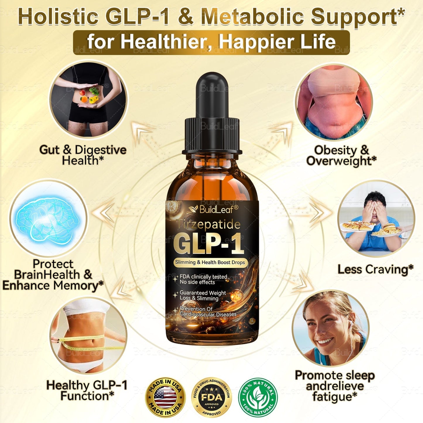✅ FDA-Approved | BuildLeaf® Tirzepatide GLP-1 Slimming & Health Boost Drops | GLP-1 Weight Loss Oral Solution Obesity,Cardiovascular Diseas, Diabetes, Sleep Apnea, Joint Problems and More