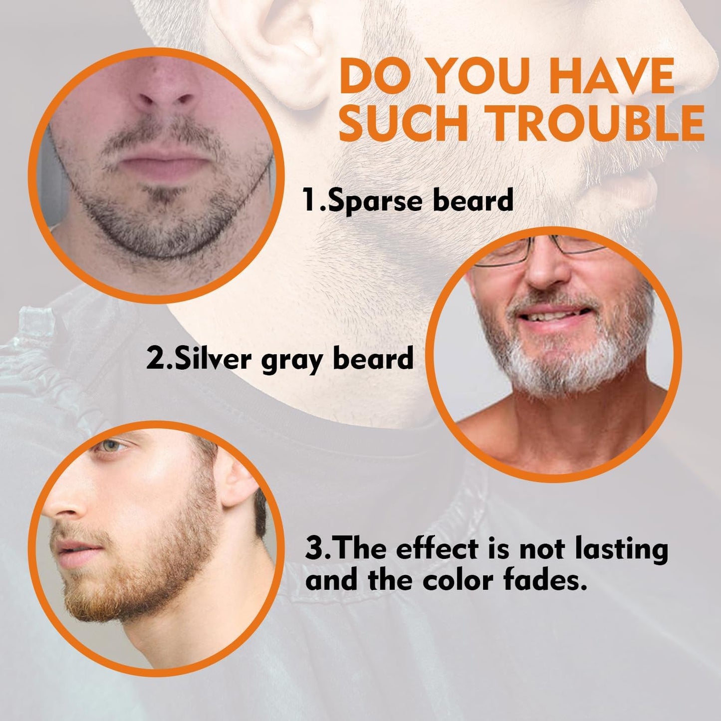 Beard Pencil Filler for Men (Black), Four-fork Tip Beard Styling Pen, Waterproof Sweat Proof Long Lasting Pencil for Men Father Gift