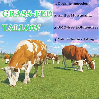 Organic Whipped Tallow Balm with Castor Oil & Frankincense for Natural Skincare & Moisturizing