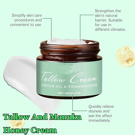 Organic Whipped Tallow Balm with Castor Oil & Frankincense for Natural Skincare & Moisturizing