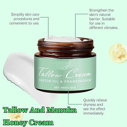 Organic Whipped Tallow Balm with Castor Oil & Frankincense for Natural Skincare & Moisturizing