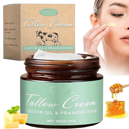 Organic Whipped Tallow Balm with Castor Oil & Frankincense for Natural Skincare & Moisturizing