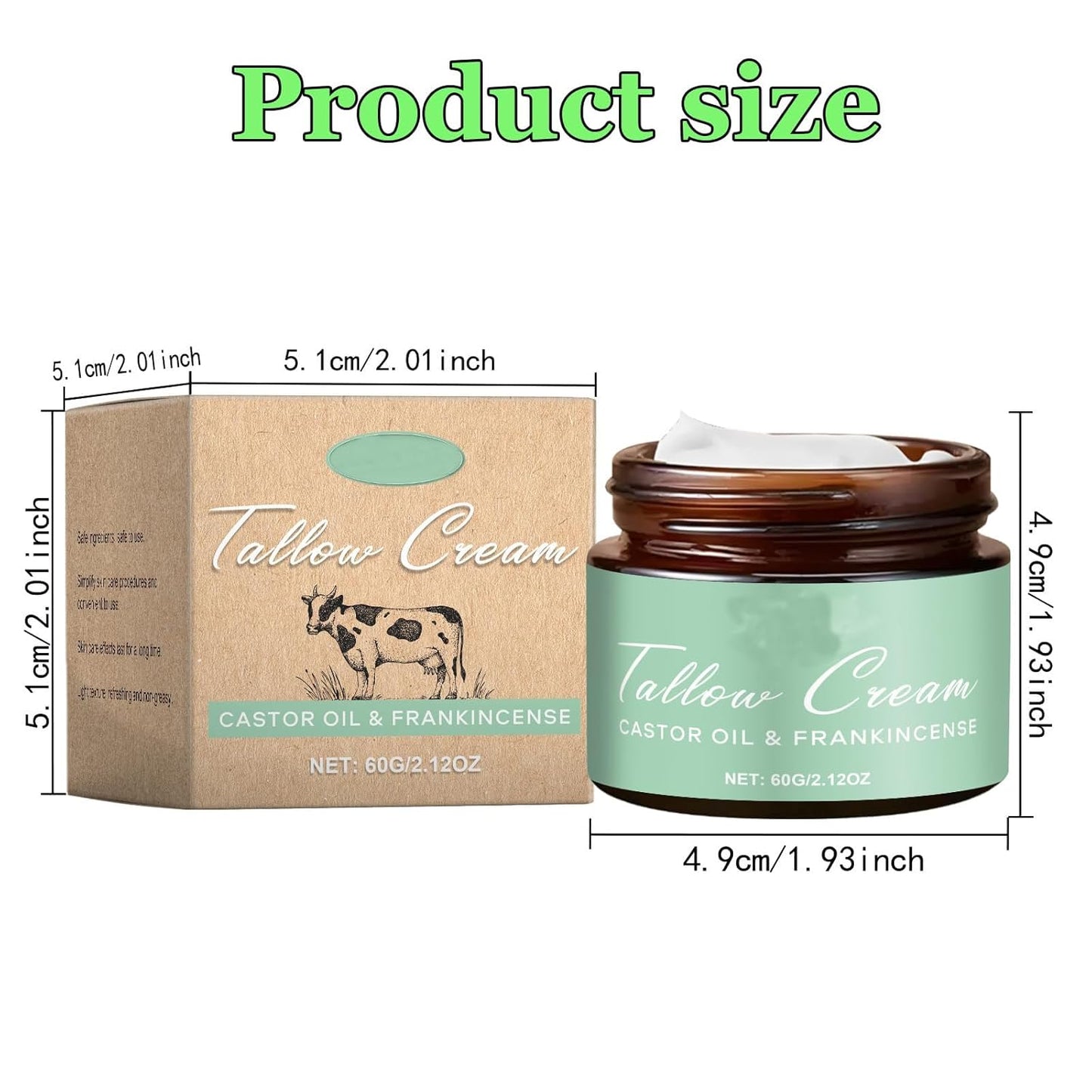 Organic Whipped Tallow Balm with Castor Oil & Frankincense for Natural Skincare & Moisturizing