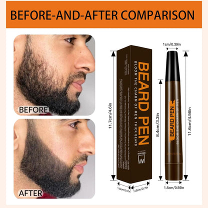 Beard Pencil Filler, Brown Tattoo Eyebrow Pen With Fork Tip - Waterproof, Long Lasting, Natural Looking Hair Filler for Define & Sharpen Hair, Beard & Eyebrow