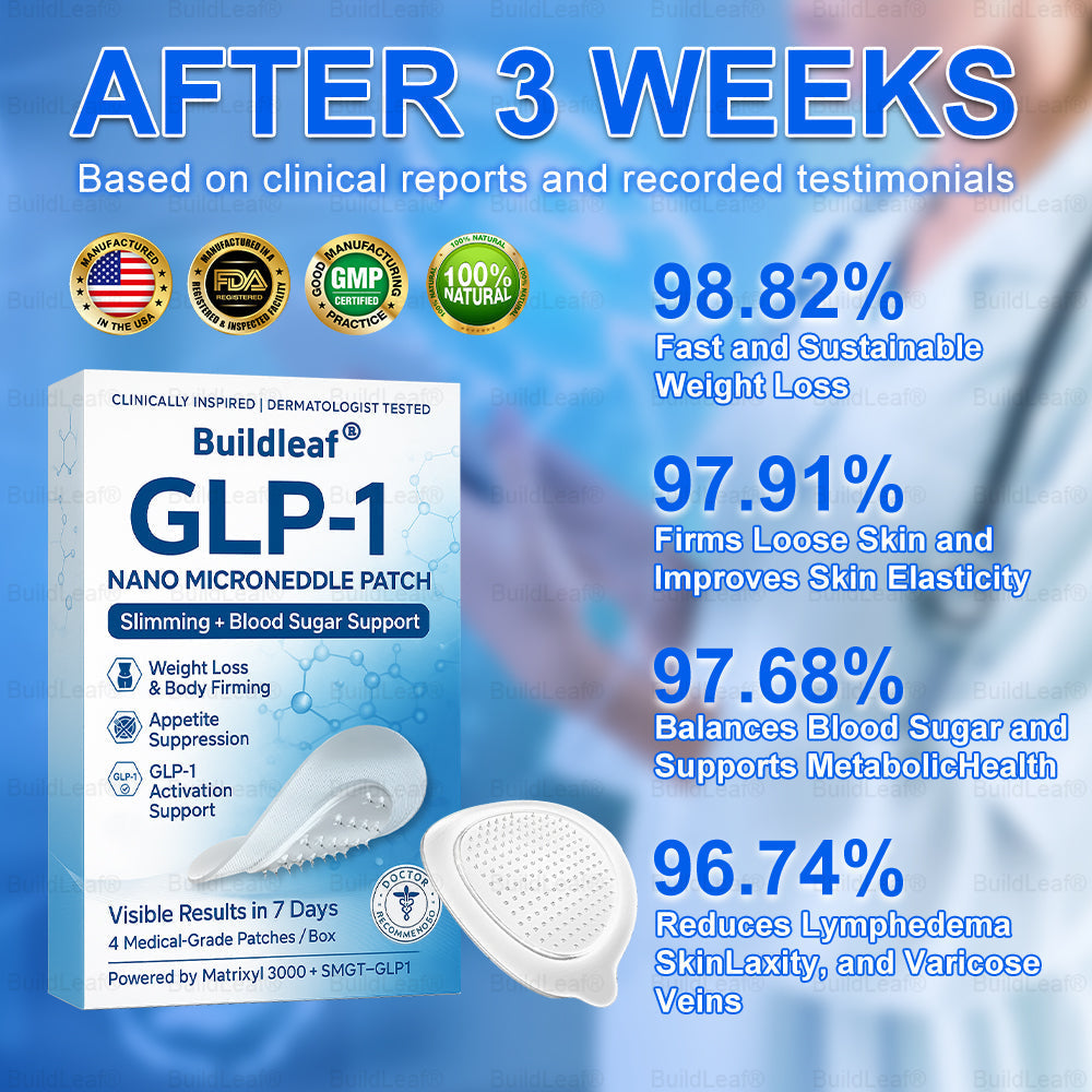Official Store | BuildLeaf® SMGT-GLP-1 Nano Microneedle Patch with Collagen & Matrixyl 3000 丨Obesity,Cardiovascular Diseas, Diabetes, Sleep Apnea, Joint Problems and More