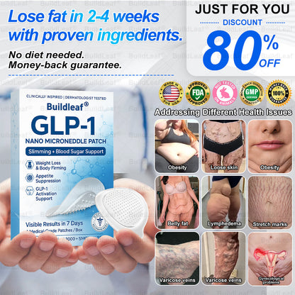 Official Store | BuildLeaf® SMGT-GLP-1 Nano Microneedle Patch with Collagen & Matrixyl 3000 丨Obesity,Cardiovascular Diseas, Diabetes, Sleep Apnea, Joint Problems and More